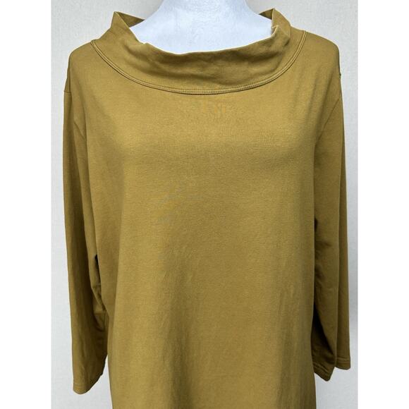 Iridium Top Womens Sz XL 95% Cotton Lagenlook Tee Mustard Yellow Oversized Boxy - Picture 2 of 12